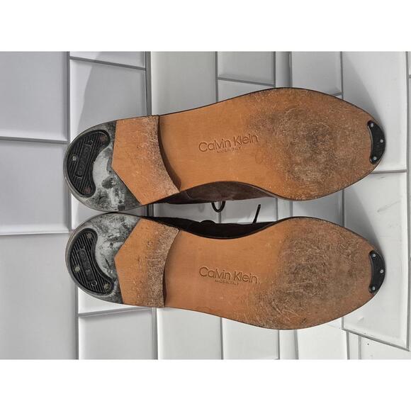 Calvin Klein Made In Italy Mens Chocolate Brown Suede Oxford Lace Up